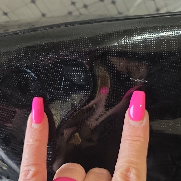 Michael Kors Black Patent Leather Tote with Gold Accents - Picture 11 of 16